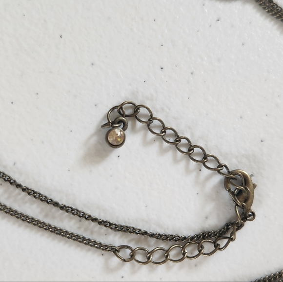 Vintage 90s Brass Tone Ornate Costume Jewelry Pendant Long Necklace Goth Grunge - Picture 4 of 7